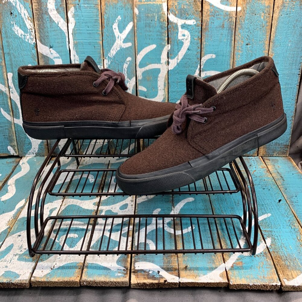 FRYE LUDLOW Chukka Shoes Men's Sz 8 Burgandy Wool Blend sneakers